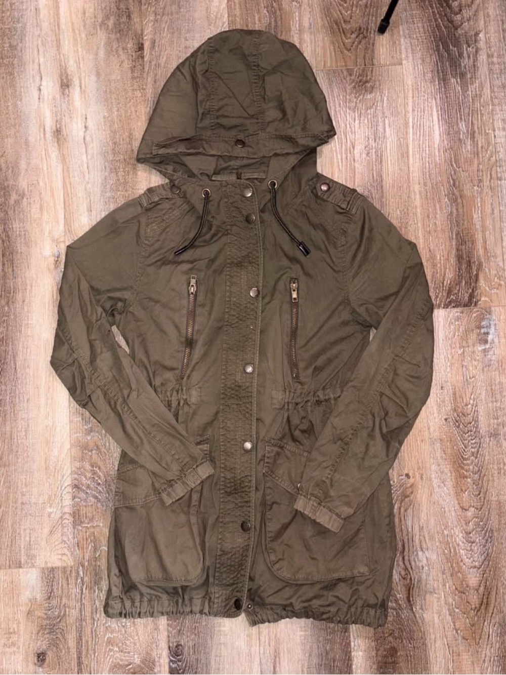 Garage Olive Green Hooded Utility Jacket for Women